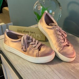 J/Slides Rose Satin Blush Lace Up Casual Shoe Women’s Size 7.5”